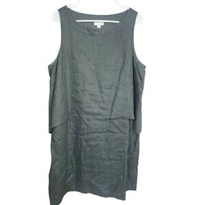 Pure J Jill Dress Size‎ Petite LARGE Black Tiered Layered Sleeveless Linen Midi